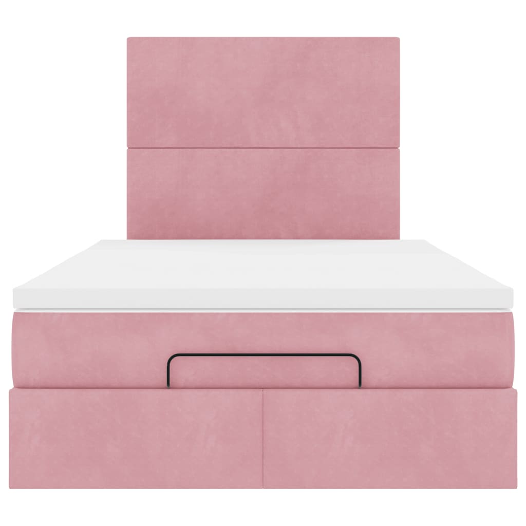 Ottoman-Bett mit Matratzen Rosa 120x200 cm Samt
