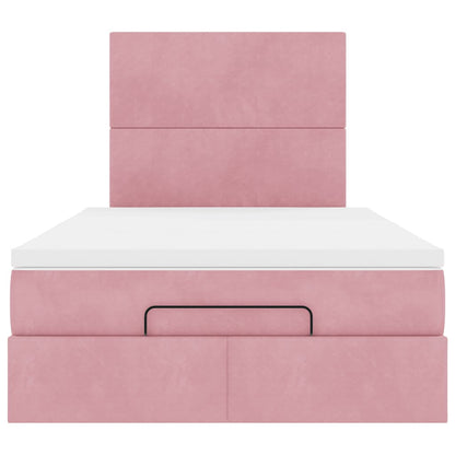 Ottoman-Bett mit Matratzen Rosa 120x200 cm Samt