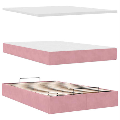 Ottoman-Bett mit Matratzen Rosa 120x200 cm Samt