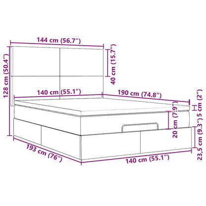 Ottoman-Bett mit Matratzen Hellgrau 140x190 cm Samt