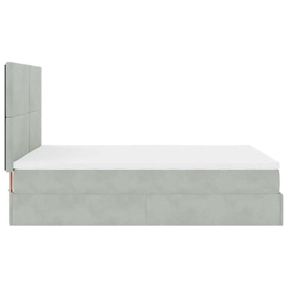 Ottoman-Bett mit Matratzen Hellgrau 140x190 cm Samt