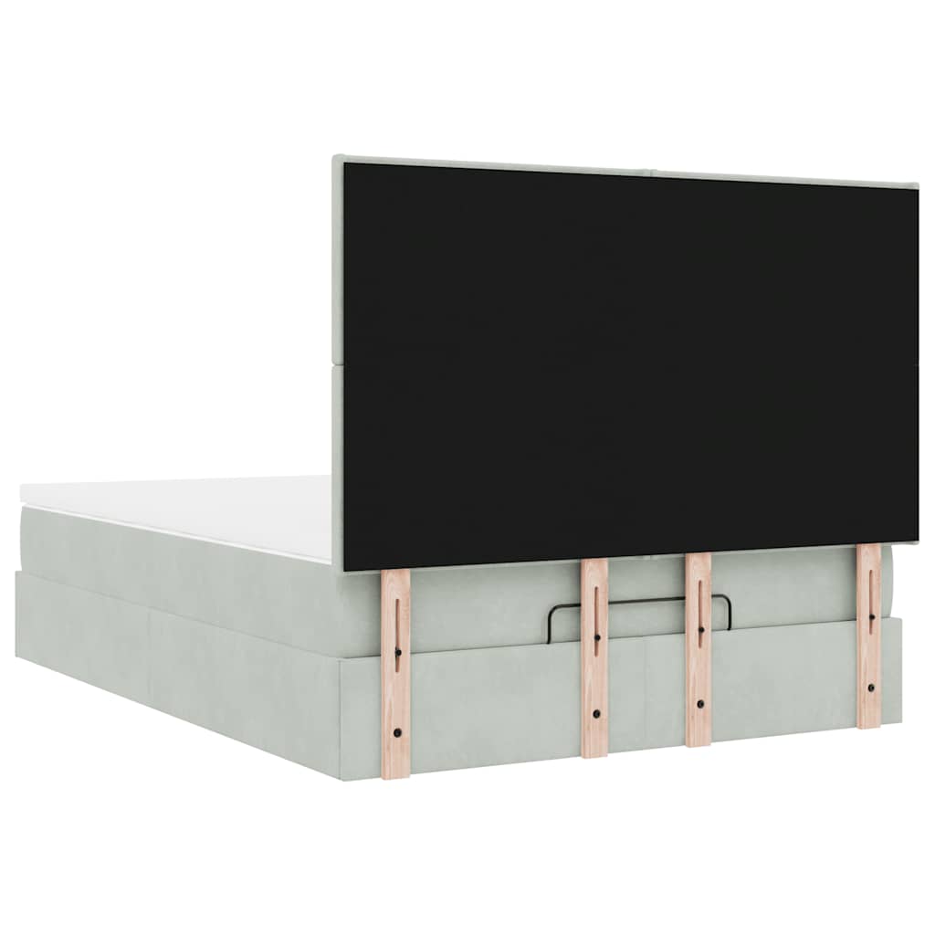 Ottoman-Bett mit Matratzen Hellgrau 140x190 cm Samt