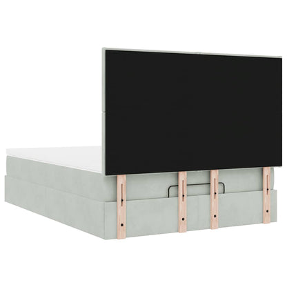Ottoman-Bett mit Matratzen Hellgrau 140x190 cm Samt