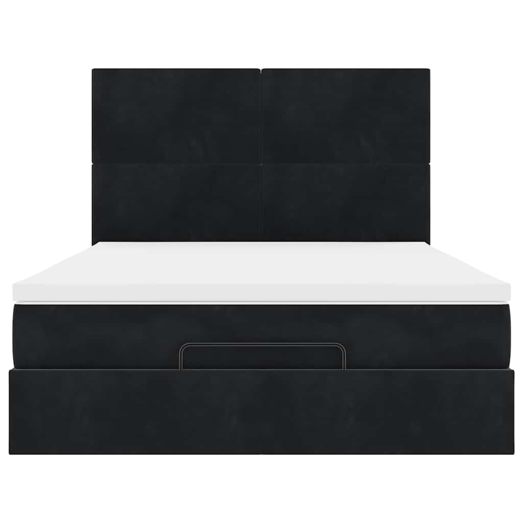 Ottoman-Bett mit Matratzen Schwarz 140x190 cm Samt