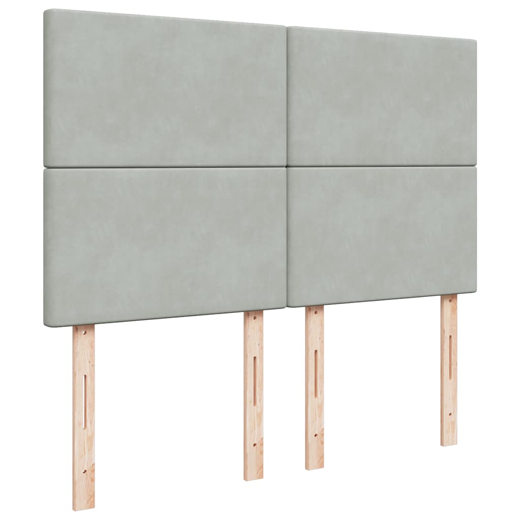 Ottoman-Bett mit Matratzen Hellgrau 140x200 cm Samt
