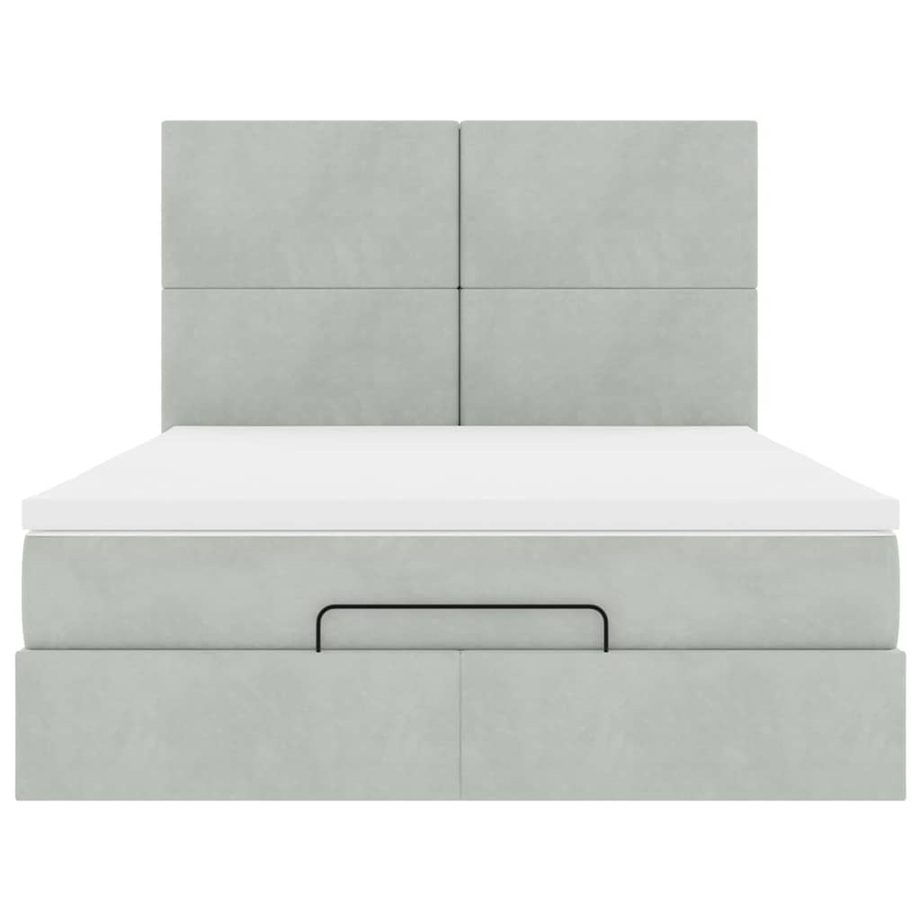 Ottoman-Bett mit Matratzen Hellgrau 140x200 cm Samt