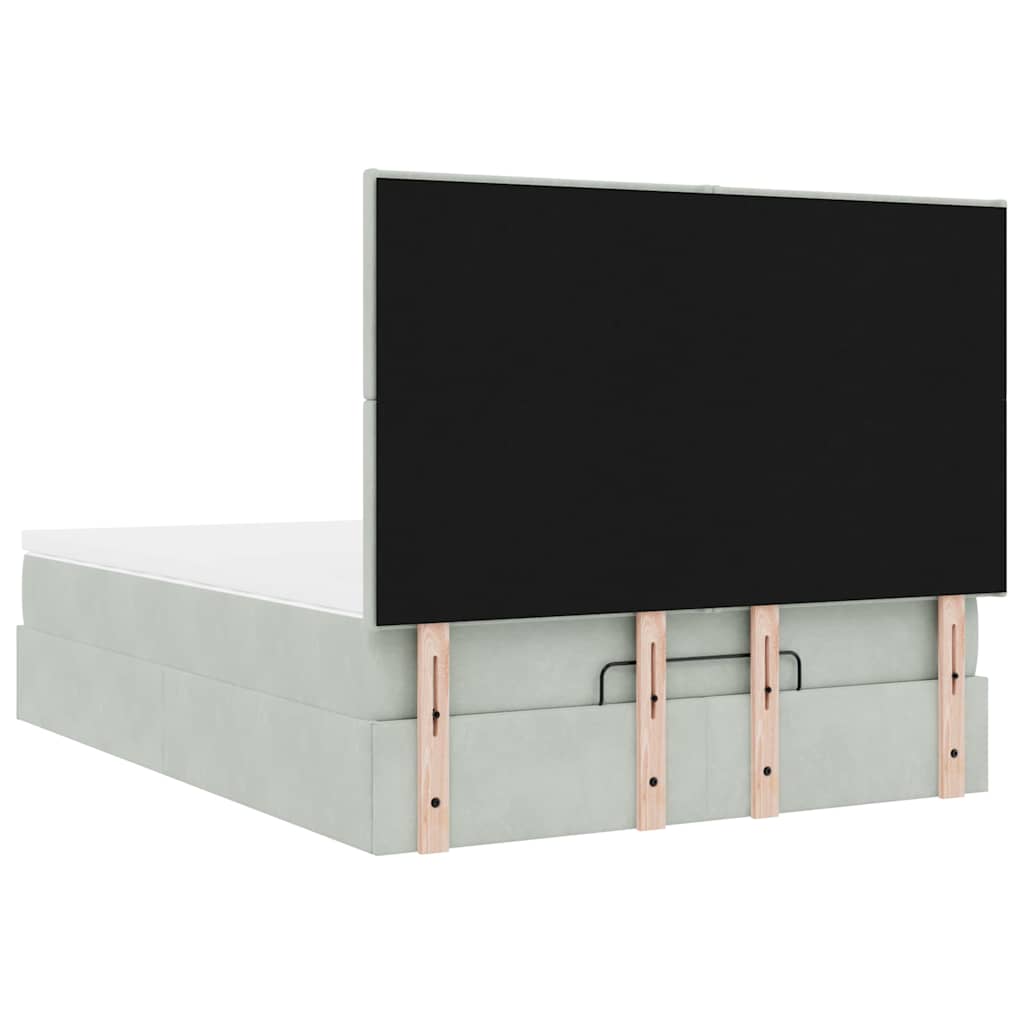 Ottoman-Bett mit Matratzen Hellgrau 140x200 cm Samt