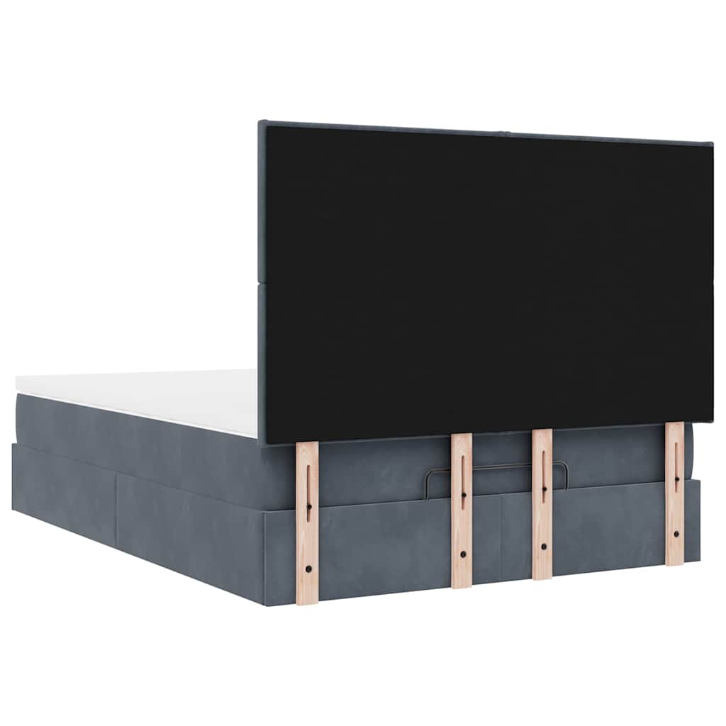 Ottoman-Bett mit Matratzen Dunkelgrau 140x200 cm Samt