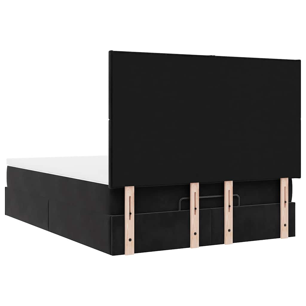 Ottoman-Bett mit Matratzen Schwarz 140x200 cm Samt