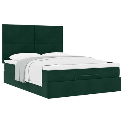 Ottoman-Bett mit Matratzen Dunkelgrün 140x200 cm Samt