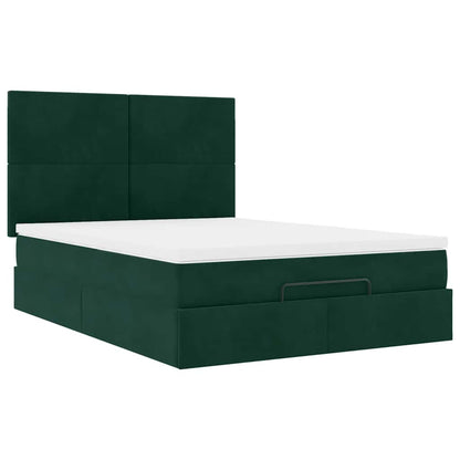 Ottoman-Bett mit Matratzen Dunkelgrün 140x200 cm Samt