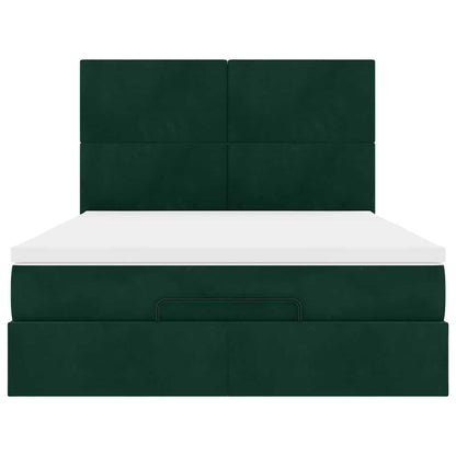 Ottoman-Bett mit Matratzen Dunkelgrün 140x200 cm Samt