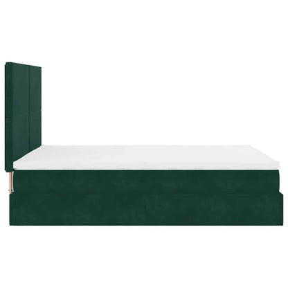 Ottoman-Bett mit Matratzen Dunkelgrün 140x200 cm Samt