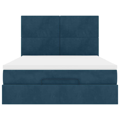 Ottoman-Bett mit Matratzen Dunkelblau 140x200 cm Samt