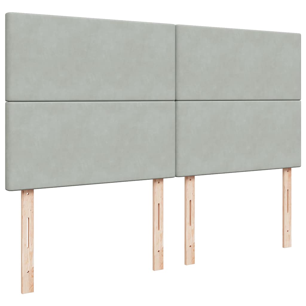 Ottoman-Bett mit Matratzen Hellgrau 160x200 cm Samt