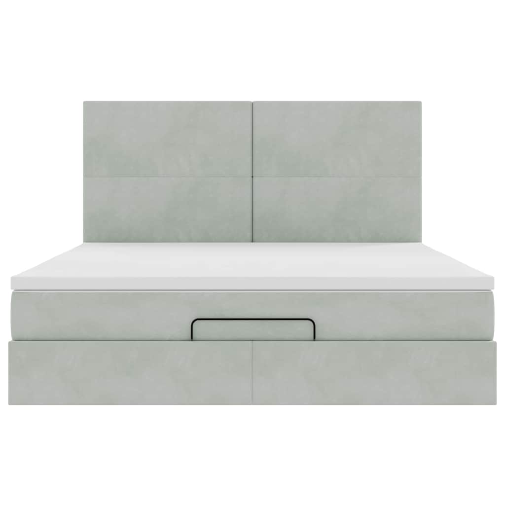Ottoman-Bett mit Matratzen Hellgrau 160x200 cm Samt