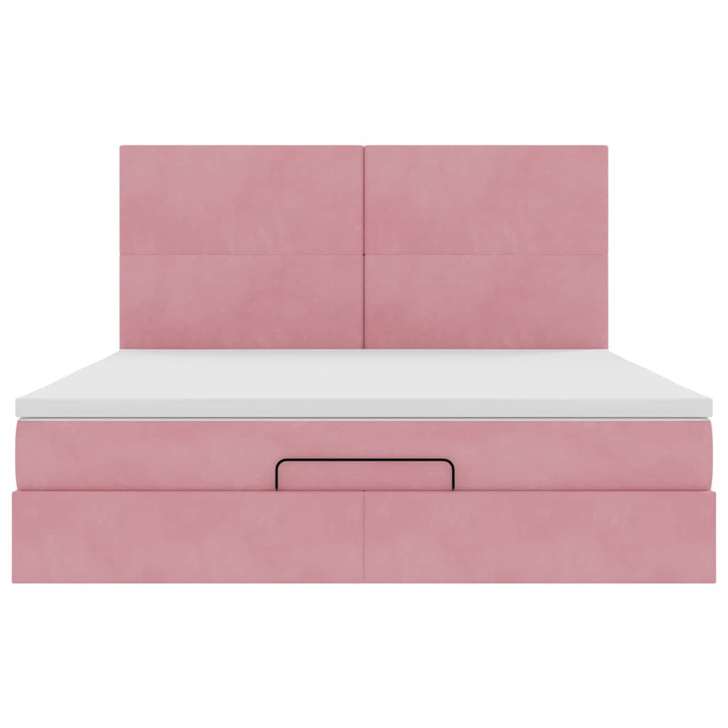 Ottoman-Bett mit Matratzen Rosa 160x200 cm Samt