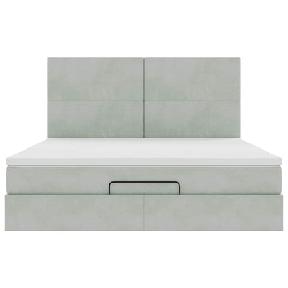 Ottoman-Bett mit Matratzen Hellgrau 180x200 cm Samt