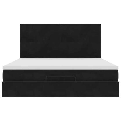 Ottoman-Bett mit Matratzen Schwarz 180x200 cm Samt