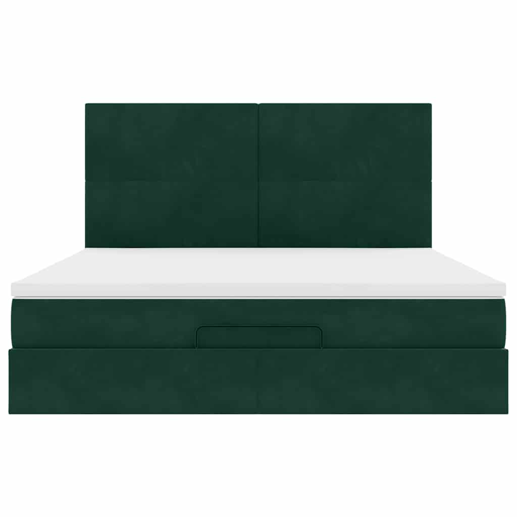 Ottoman-Bett mit Matratzen Dunkelgrün 180x200 cm Samt