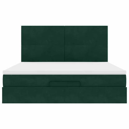 Ottoman-Bett mit Matratzen Dunkelgrün 180x200 cm Samt