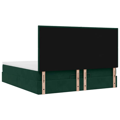 Ottoman-Bett mit Matratzen Dunkelgrün 180x200 cm Samt