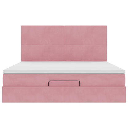 Ottoman-Bett mit Matratzen Rosa 180x200 cm Samt