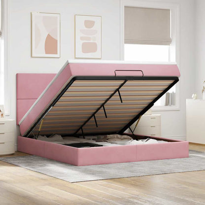 Ottoman-Bett mit Matratzen Rosa 180x200 cm Samt