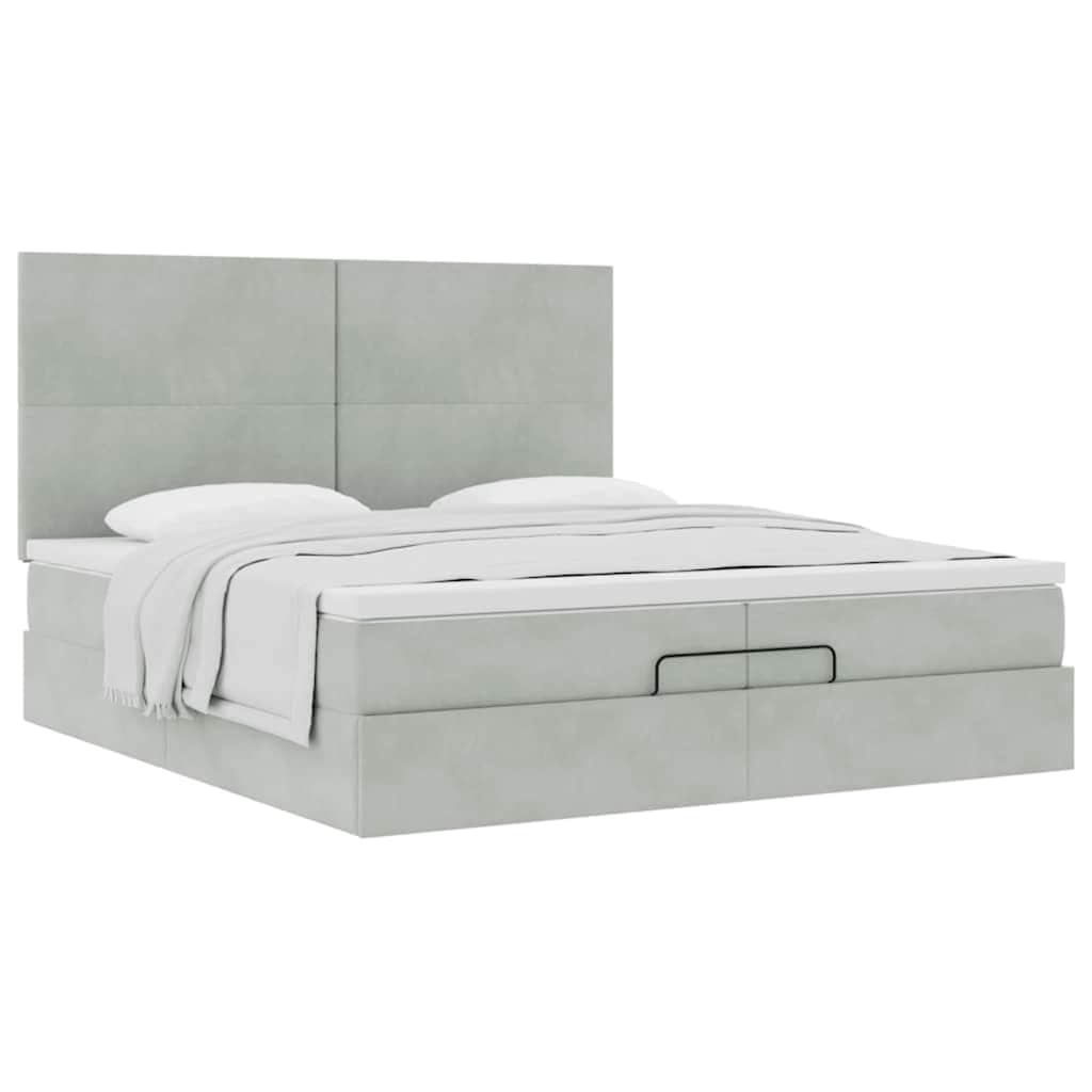 Ottoman-Bett mit Matratzen Hellgrau 200x200 cm Samt