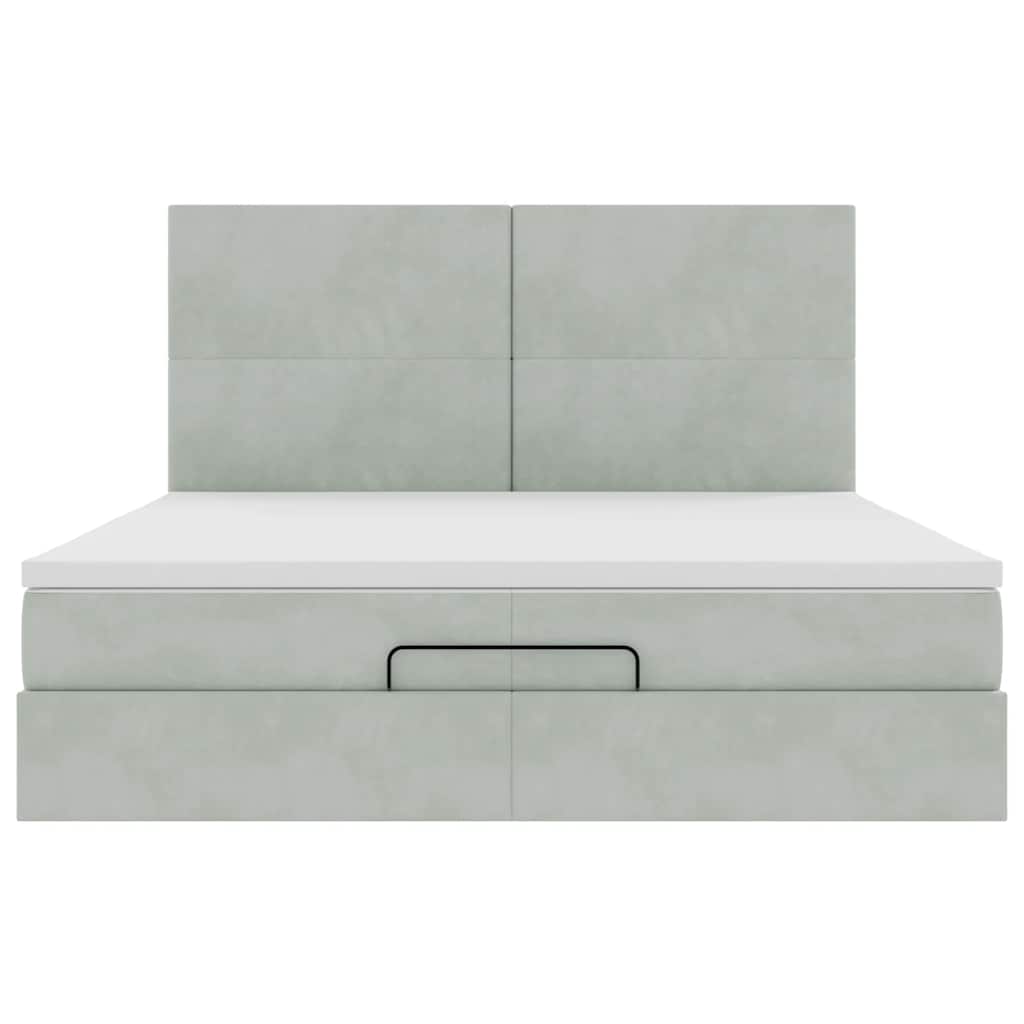Ottoman-Bett mit Matratzen Hellgrau 200x200 cm Samt