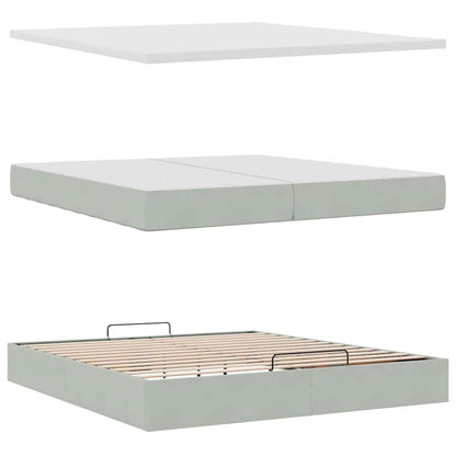 Ottoman-Bett mit Matratzen Hellgrau 200x200 cm Samt
