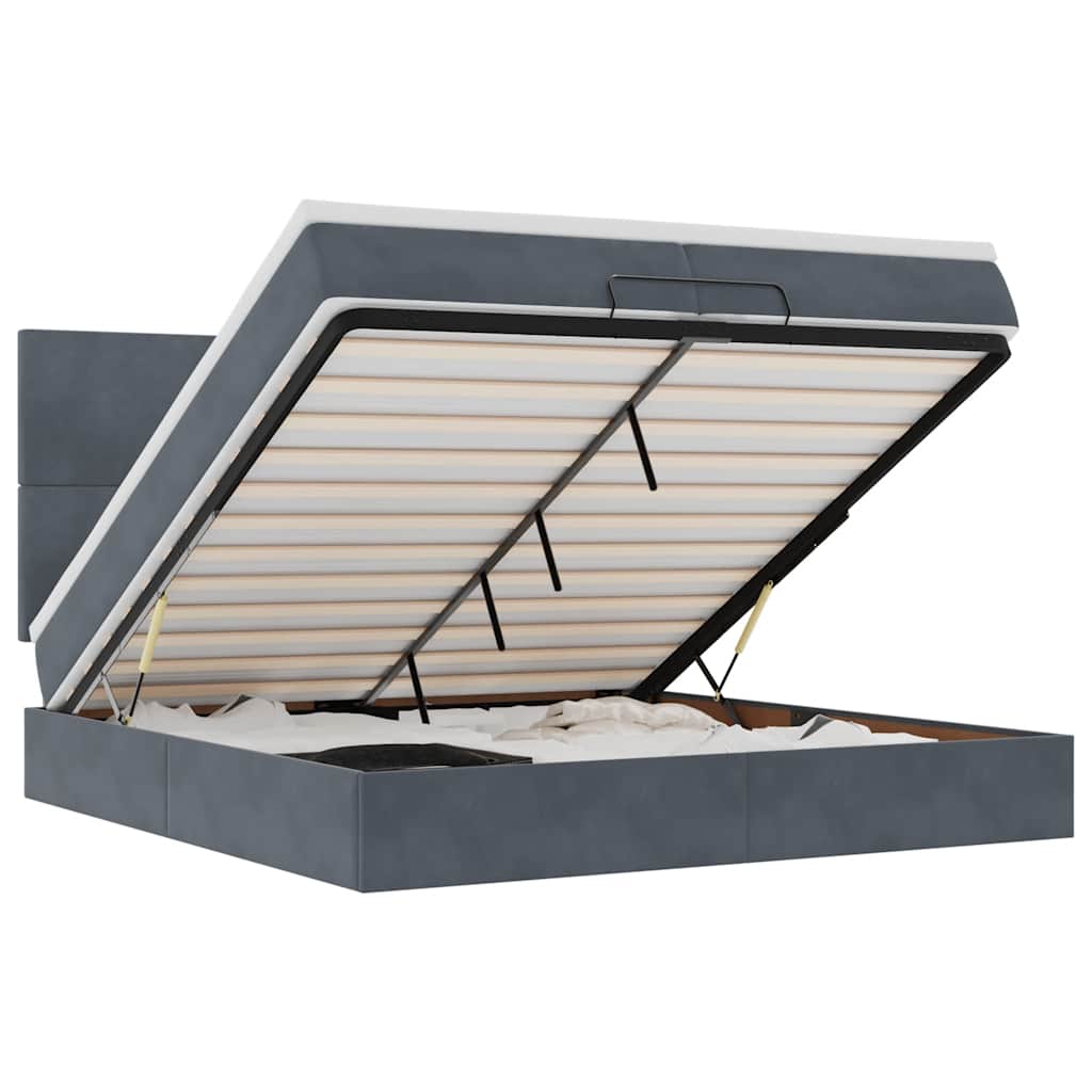 Ottoman-Bett mit Matratzen Dunkelgrau 200x200 cm Samt