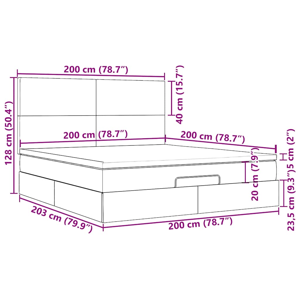Ottoman-Bett mit Matratzen Dunkelgrau 200x200 cm Samt