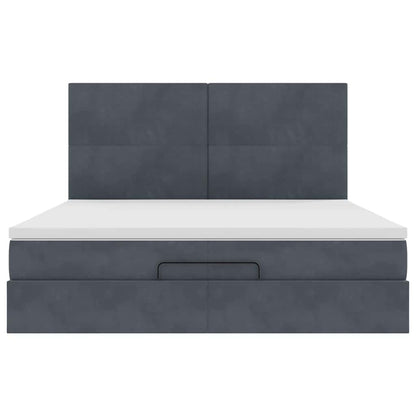 Ottoman-Bett mit Matratzen Dunkelgrau 200x200 cm Samt