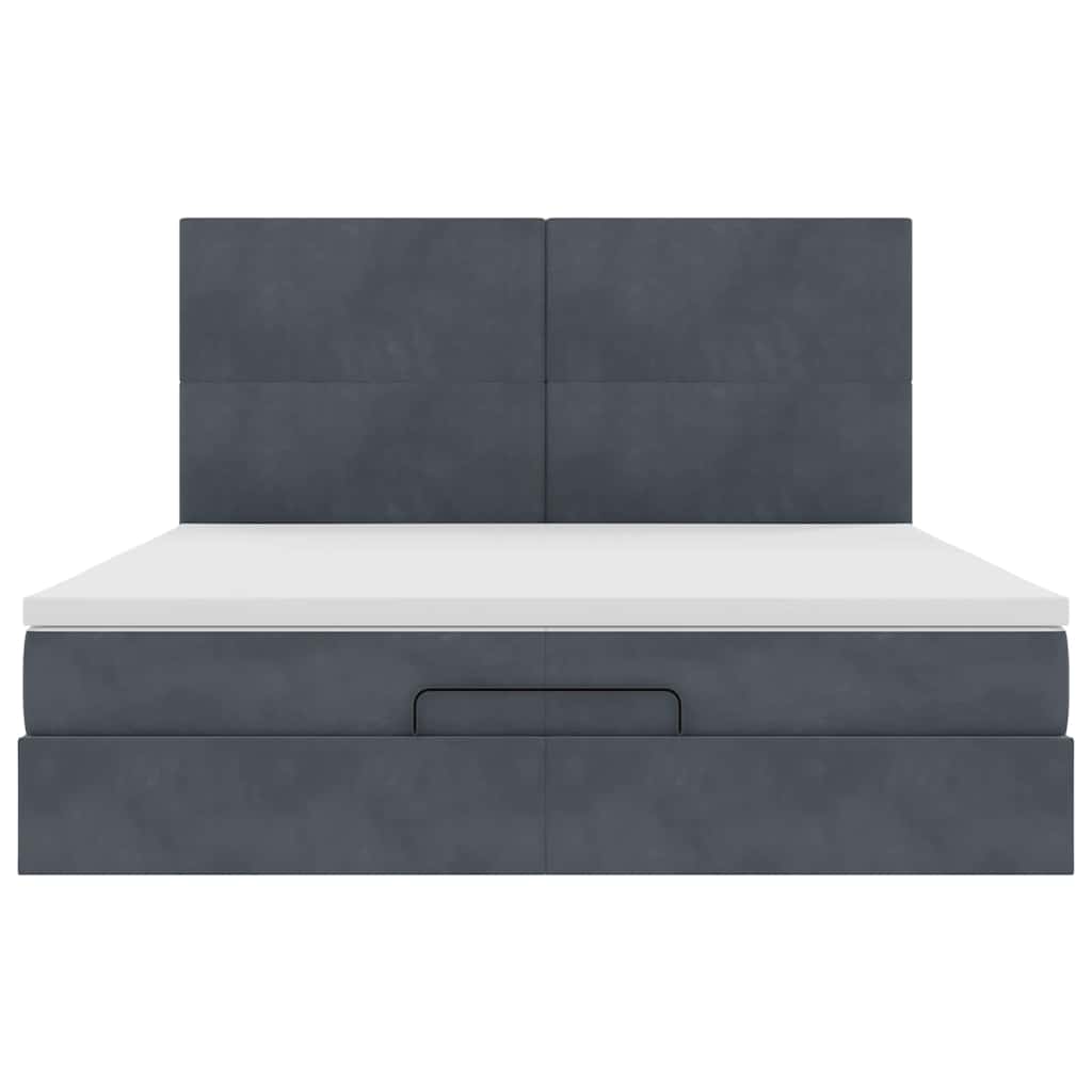 Ottoman-Bett mit Matratzen Dunkelgrau 200x200 cm Samt