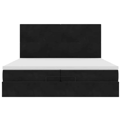 Ottoman-Bett mit Matratzen Schwarz 200x200 cm Samt