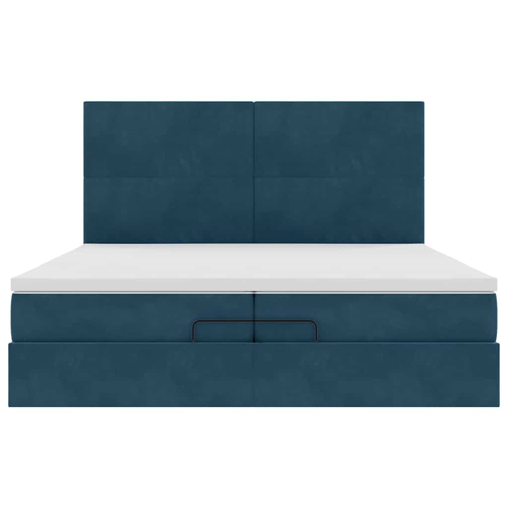 Ottoman-Bett mit Matratzen Dunkelblau 200x200 cm Samt