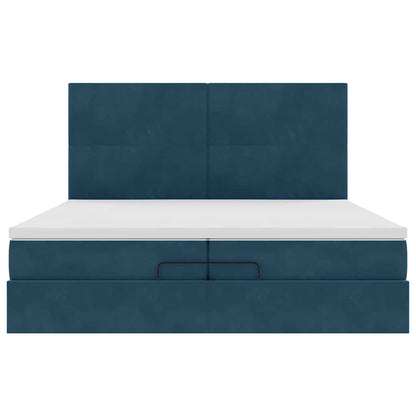 Ottoman-Bett mit Matratzen Dunkelblau 200x200 cm Samt
