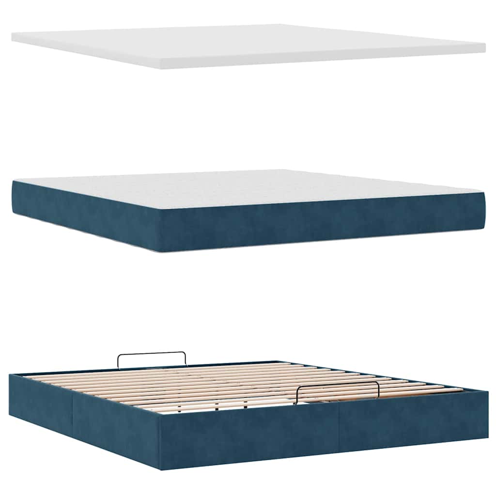 Ottoman-Bett mit Matratzen Dunkelblau 200x200 cm Samt