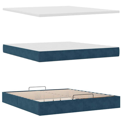 Ottoman-Bett mit Matratzen Dunkelblau 200x200 cm Samt
