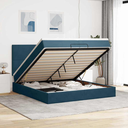 Ottoman-Bett mit Matratzen Dunkelblau 200x200 cm Samt