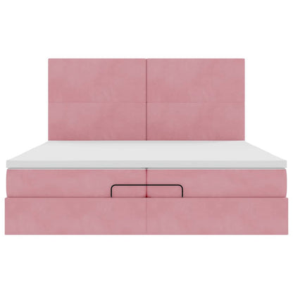 Ottoman-Bett mit Matratzen Rosa 200x200 cm Samt