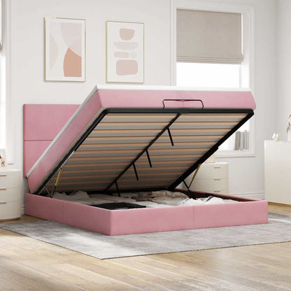Ottoman-Bett mit Matratzen Rosa 200x200 cm Samt