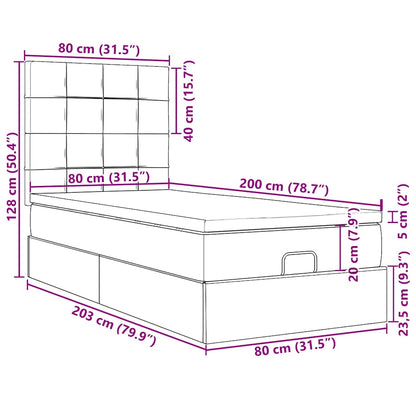 Ottoman-Bett mit Matratzen Dunkelgrau 80x200 cm Samt