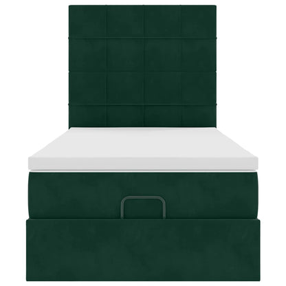 Ottoman-Bett mit Matratzen Dunkelgrün 80x200 cm Samt