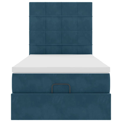 Ottoman-Bett mit Matratzen Dunkelblau 90x190 cm Samt
