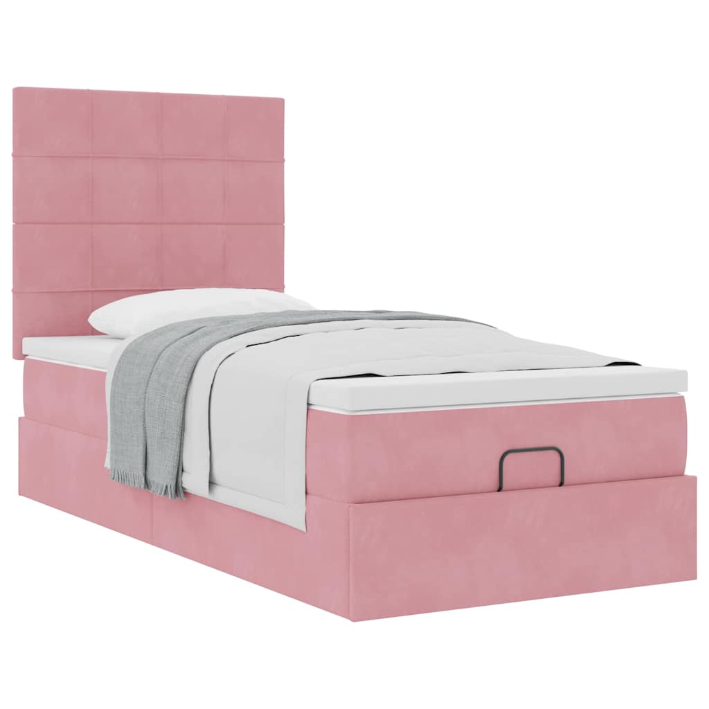 Ottoman-Bett mit Matratzen Rosa 90x200 cm Samt
