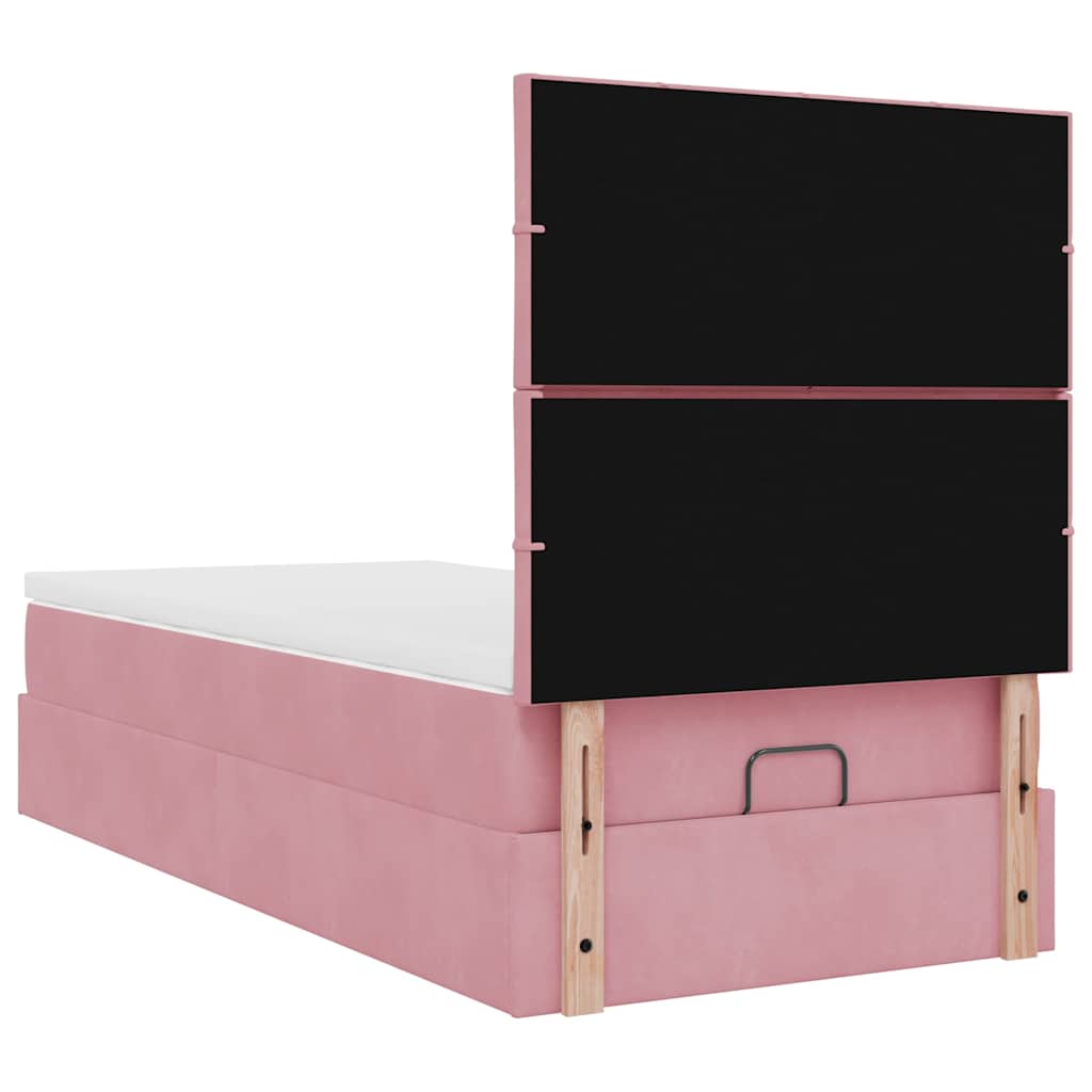 Ottoman-Bett mit Matratzen Rosa 90x200 cm Samt