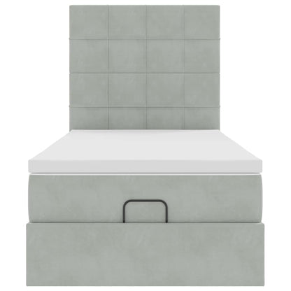 Ottoman-Bett mit Matratzen Hellgrau 100x200 cm Samt