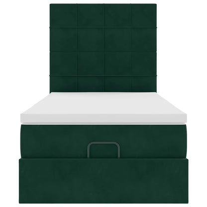 Ottoman-Bett mit Matratzen Dunkelgrün 100x200 cm Samt